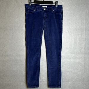 Free People Blue Corduroy Weekend Casual Straight Leg Skinny Pants Size 25